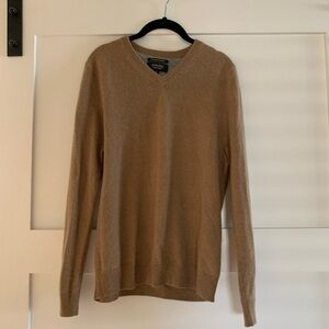 Men's Beige V-Neck Cashmere Sweater